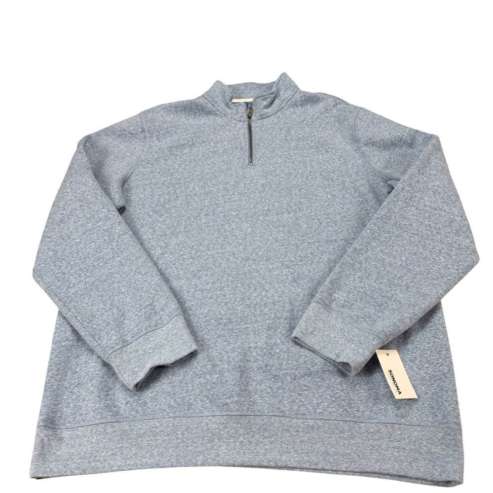 Sonoma‎ Goods For Life Mens 2XLT Majestic Blue Supersoft Fleece Quarter Zip NWT